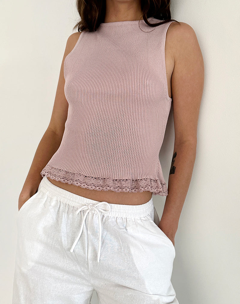 Image of Romane Ärmelloses Top aus Rippenstrick in Dusty Rose