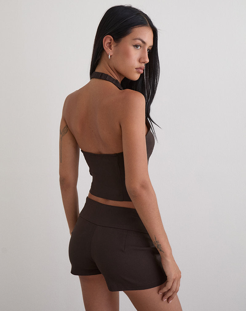 Image of Ronin Top mit Spitzenbesatz Tailoring Braun