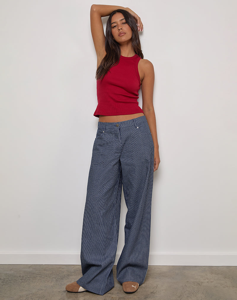 Geräumige extra weite Low Rise Jeans in Nadelstreifenwaschung Indigo