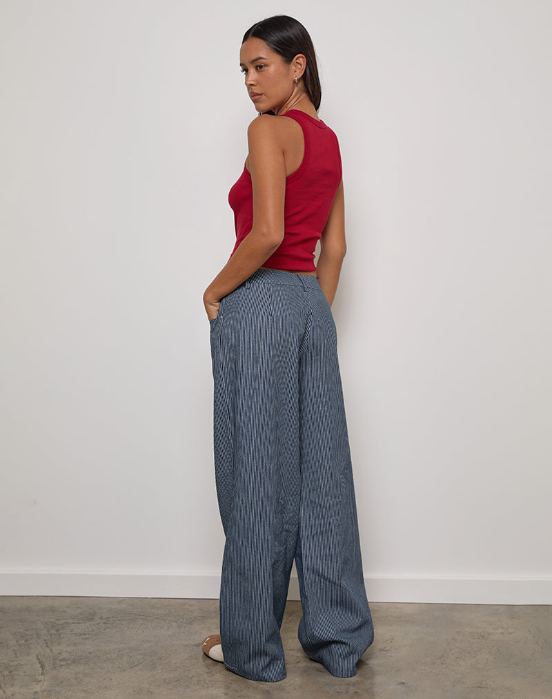 Bild von Roomy Extra Wide Low Rise Jeans in Nadelstreifen Indigo Wash