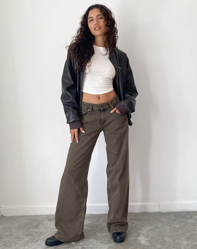 Bild von Roomy Extra Wide Low Rise Jeans in Dark Black Sand