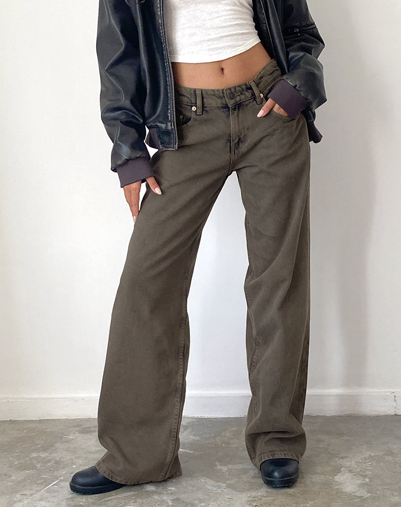 Geräumige extra weite Low Rise Jeans in Dark Black Sand