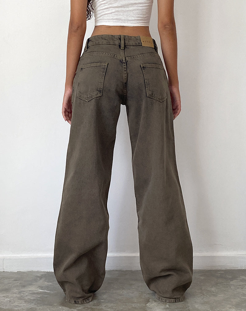 Bild von Roomy Extra Wide Low Rise Jeans in Dark Black Sand