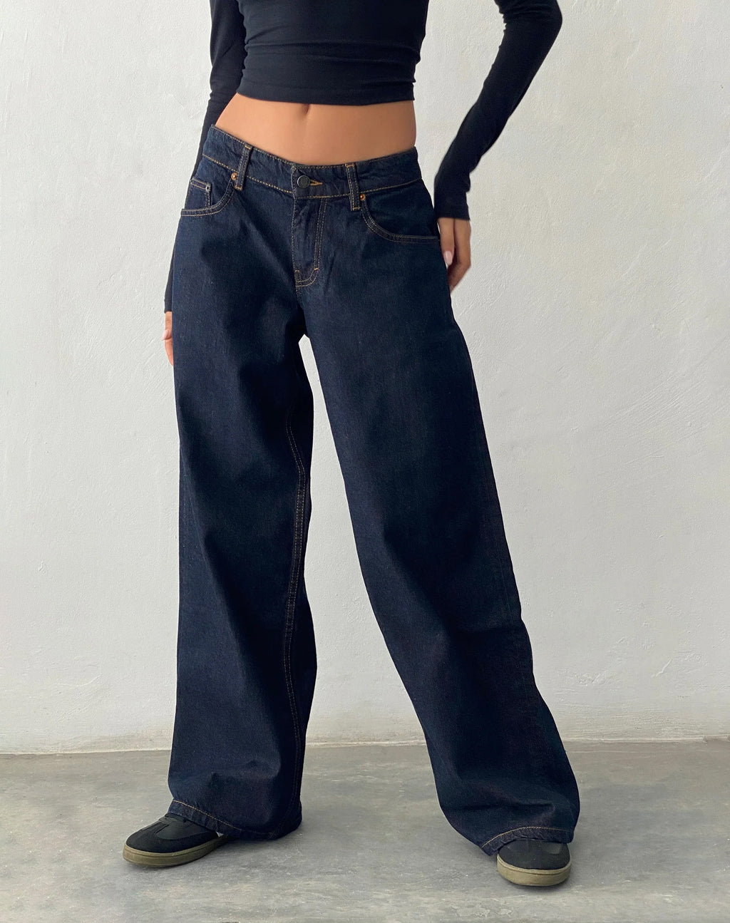 Geräumige extra weite Low Rise Jeans in Indigo