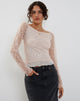 Image of Rory Langarm-Spitzen-Top in Rosa