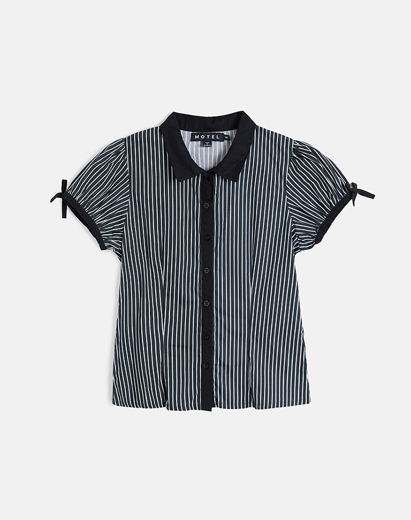 Image of Rosabe Bluse in Schwarz und Grau Monostripe