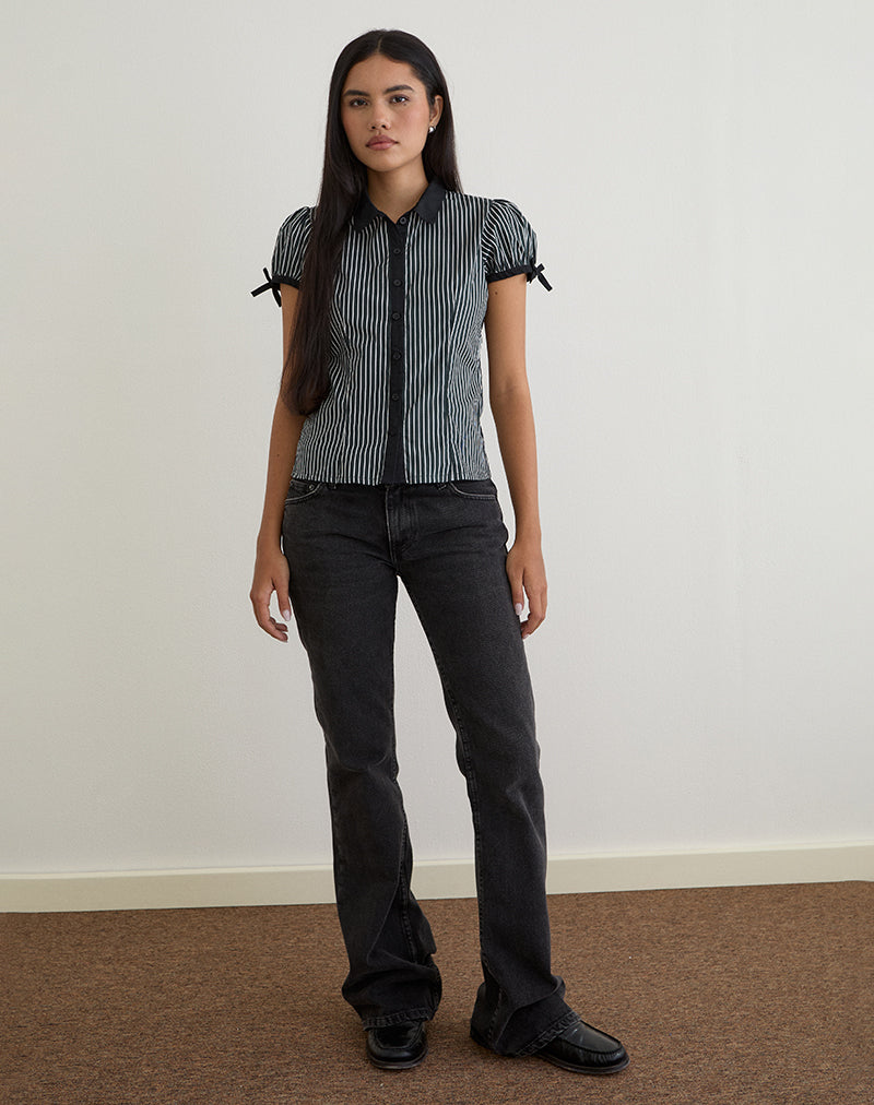 Image of Rosabe Bluse in Schwarz und Grau Monostripe