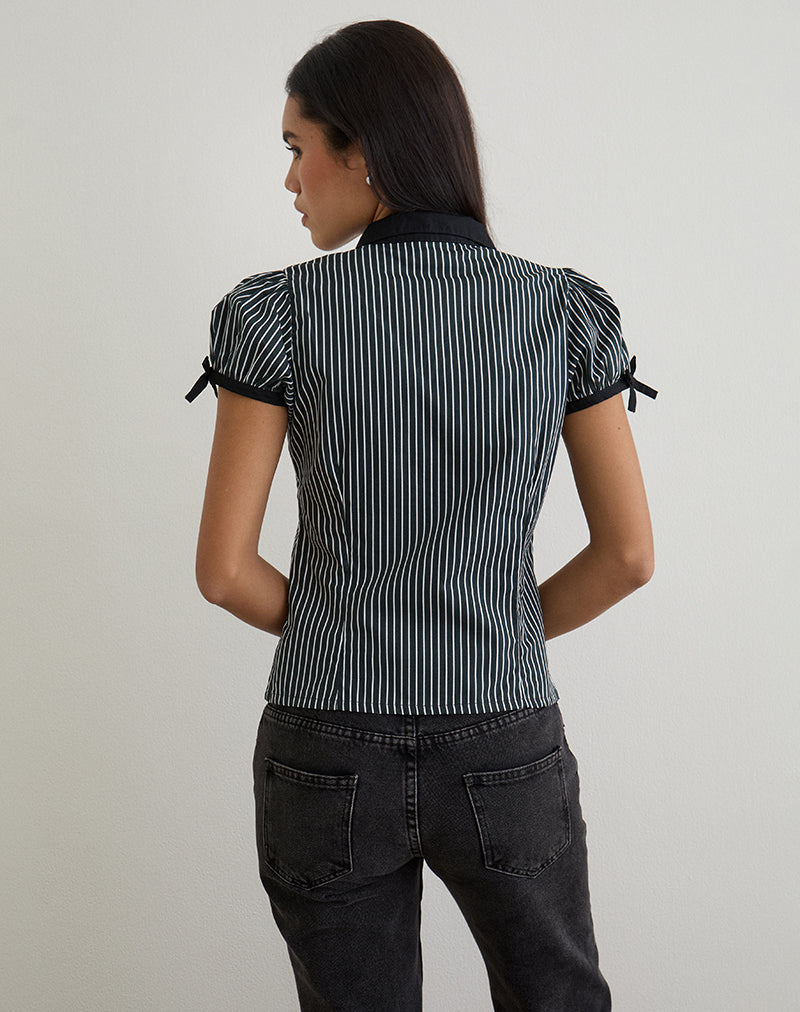 Image of Rosabe Bluse in Schwarz und Grau Monostripe