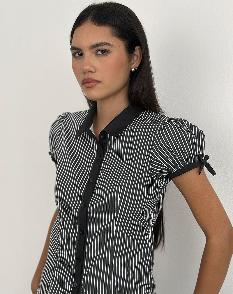 Rosabe Bluse in Schwarz und Grau Monostripe