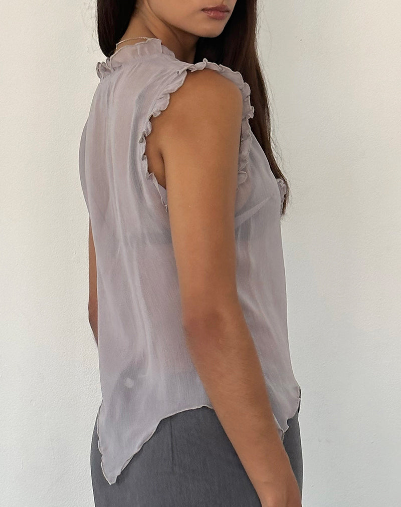Image of Rosalinda Top aus Chiffon Flieder Grau