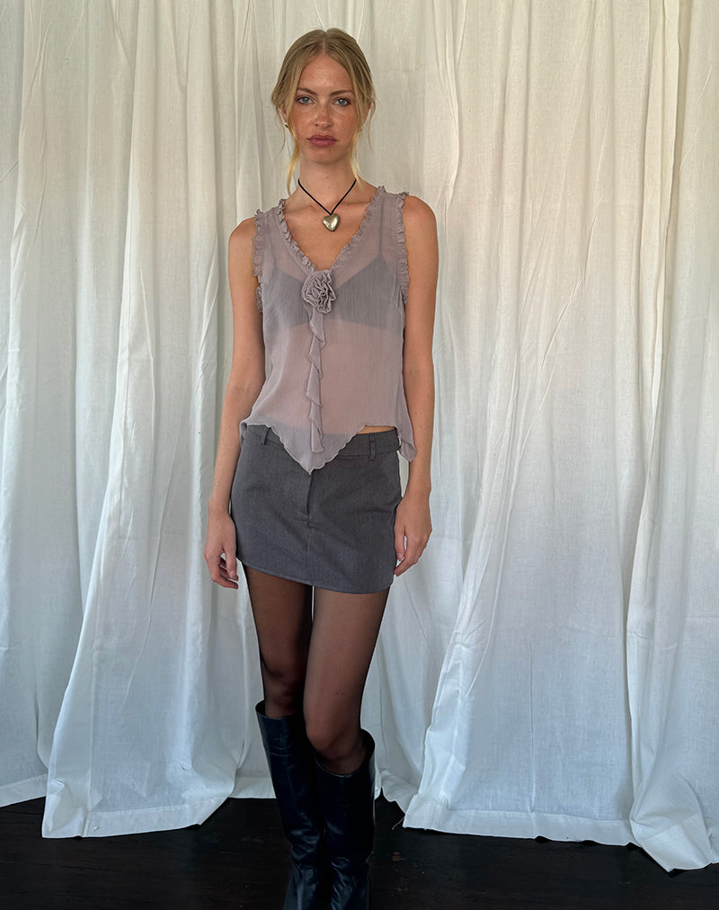 Image of Rosalinda Top aus Chiffon Flieder Grau