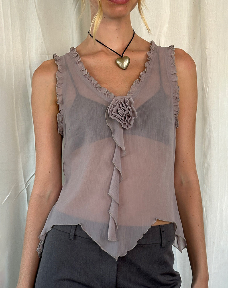 Rosalinda Oberteil aus Chiffon Flieder Grau