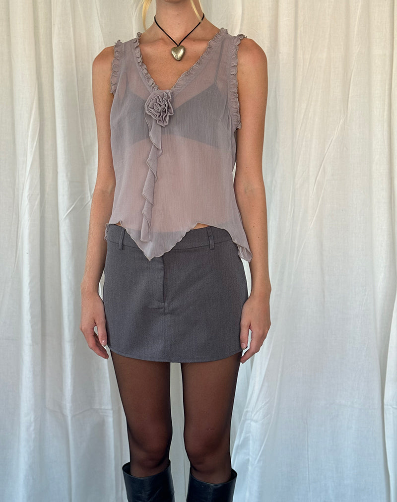 Image of Rosalinda Top aus Chiffon Flieder Grau