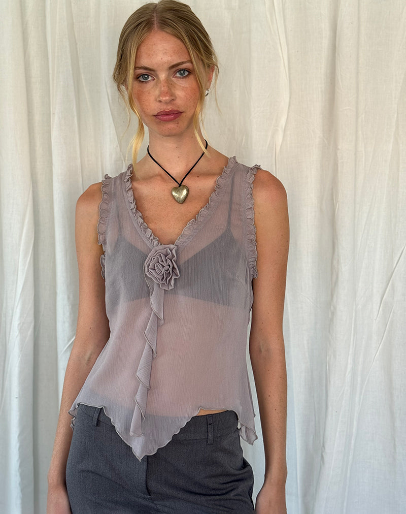 Rosalinda Oberteil aus Chiffon Flieder Grau
