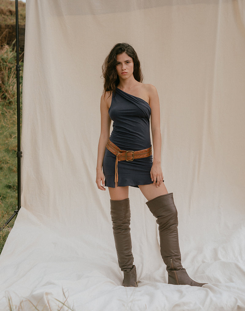 Rosamel Minikleid aus Cupro in Mitternachtsblau