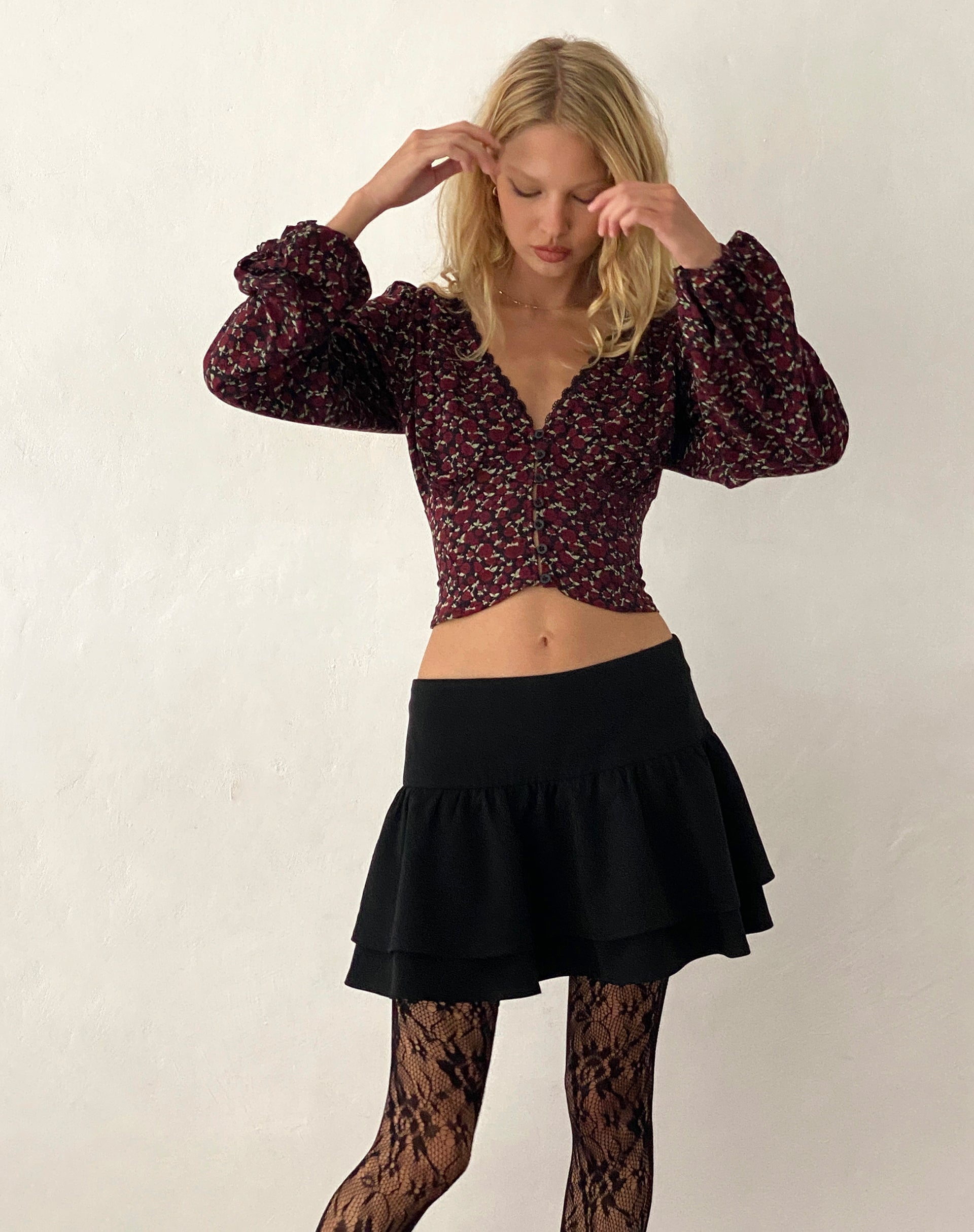 Image of Rosani Langärmeliges Top in Dark Rhoslyn Ditsy Print