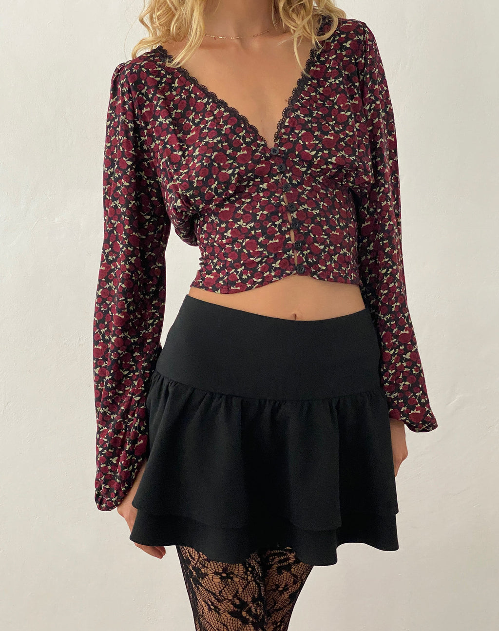 Rosani Langärmliges Top in Dark Rhoslyn Ditsy Print