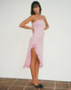 Image of Rosaya Rüschen Rosette Bandeau Midikleid in Rosa Chiffon