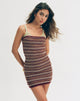 Image of Rosbina Bandeau-Minikleid aus schimmerndem Streifenstrick Rust