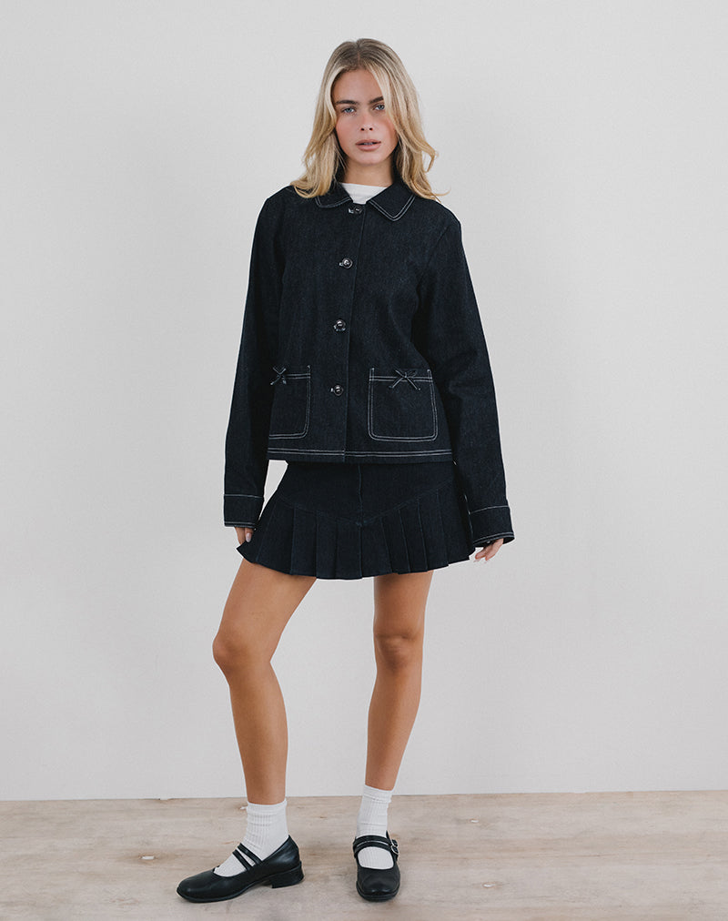 Rosdi Jacke mit Schleifenverzierung in dunklem Indigo