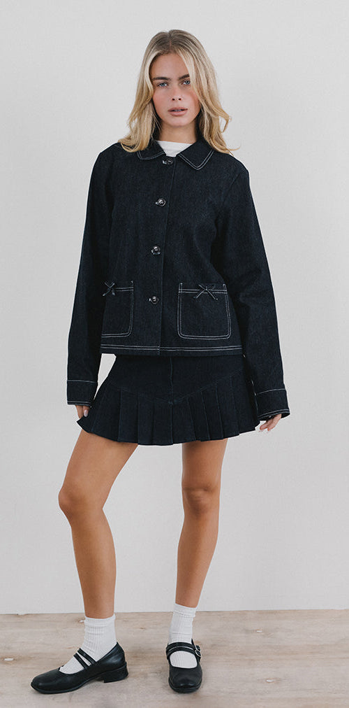 Image of Rosdi Jacke mit Schleifenverzierung in Dark Indigo