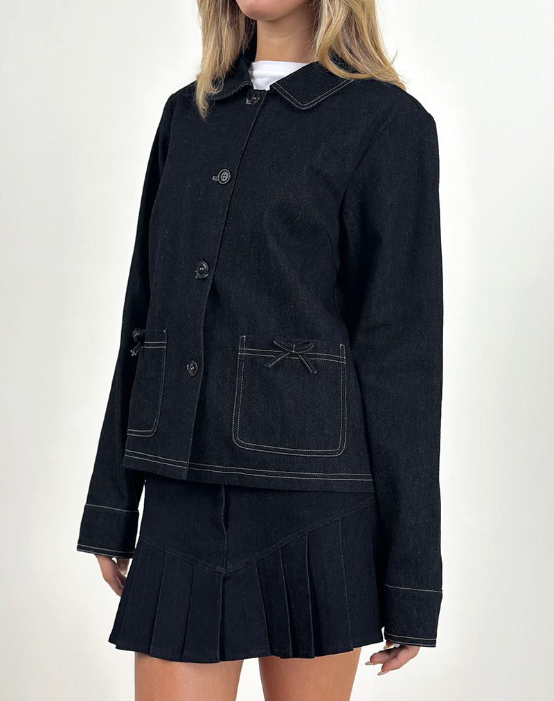 Rosdi Jacke mit Schleifenverzierung in dunklem Indigo