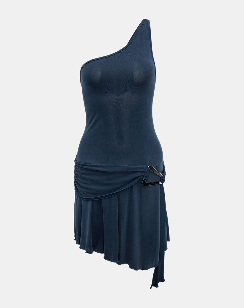 Roshni Asymmetrisches Minikleid in Ocean Storm