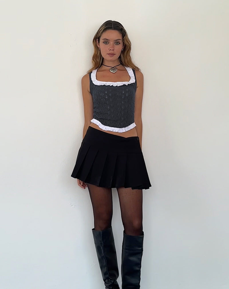 Bild von Roslyn Pointelle Vest Top in Dark Charcoal