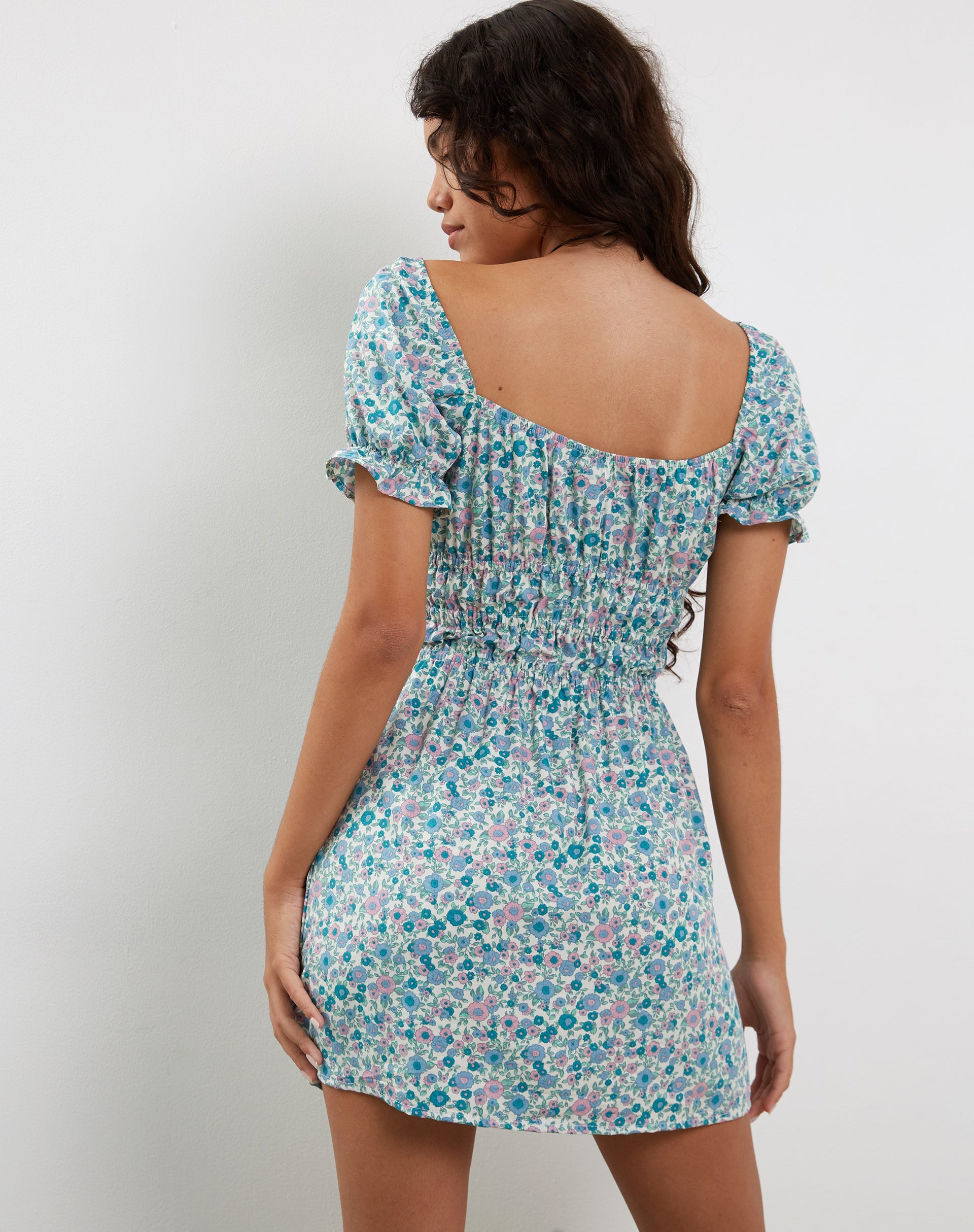 Image of Rosmilly Minikleid in Flower Power Blau