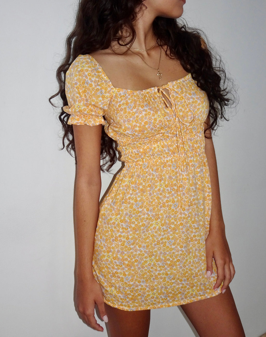 Rosmilly Minikleid in Flower Garden Gelb