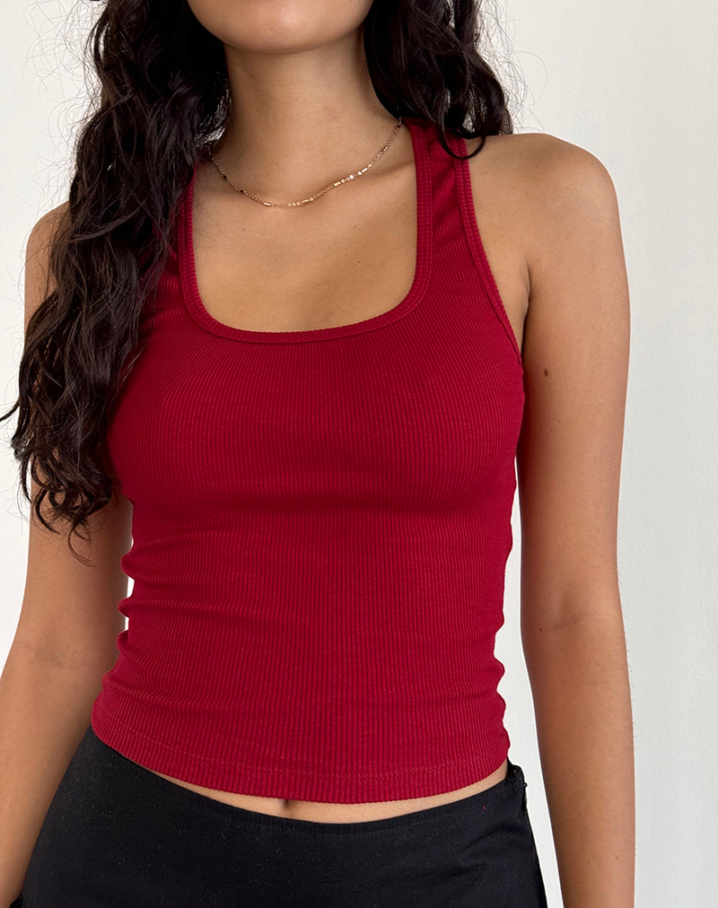 Abbildung von Roxe Ribbed Vest Top in Adrenaline Red