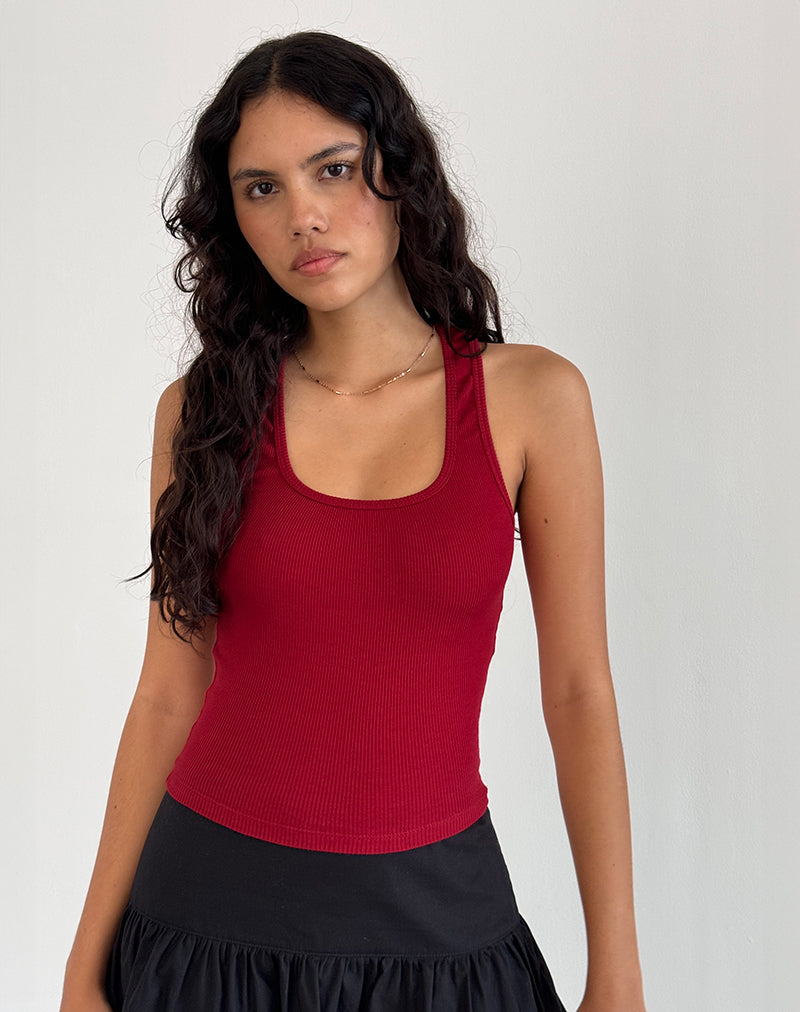 Abbildung von Roxe Ribbed Vest Top in Adrenaline Red
