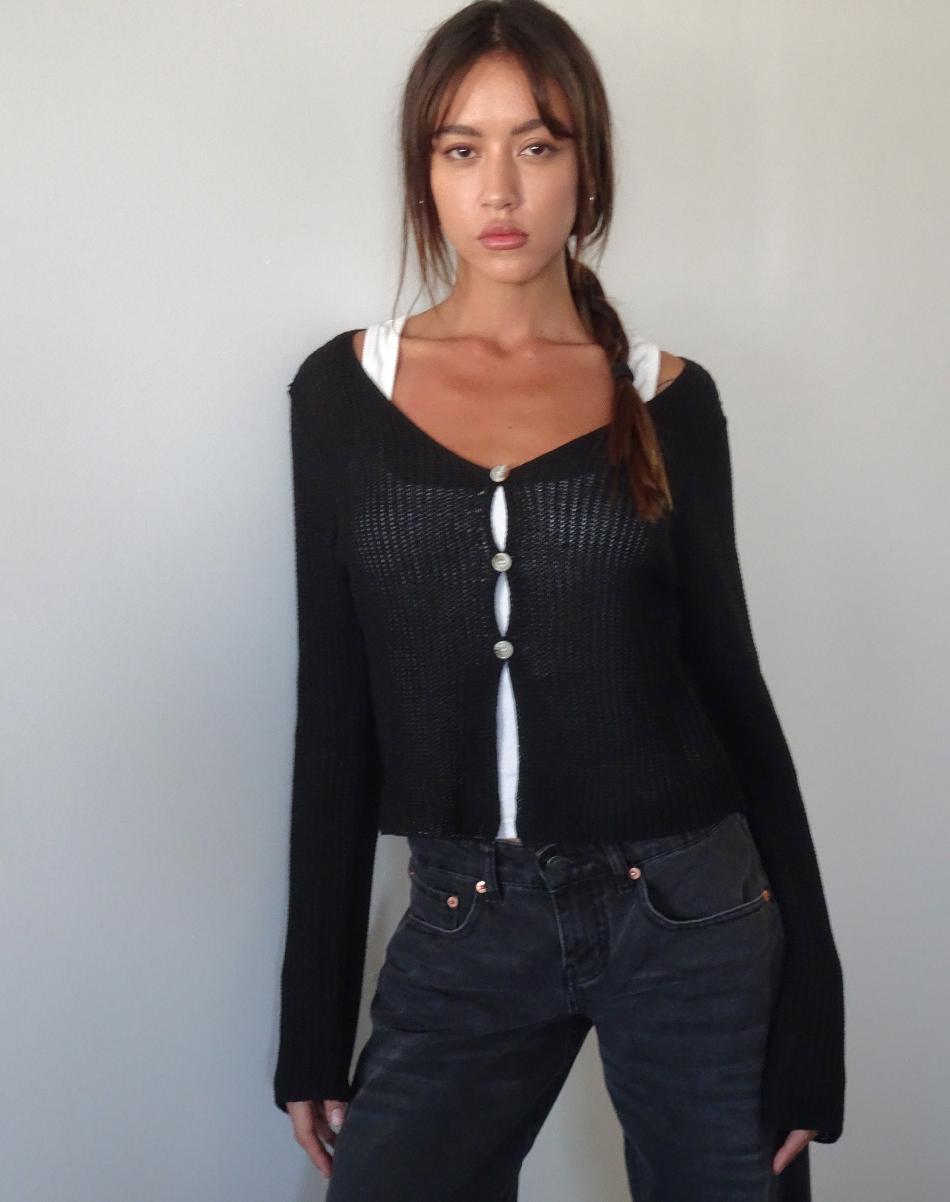 Image of Devita Langärmeliges Strick-Top in Schwarz
