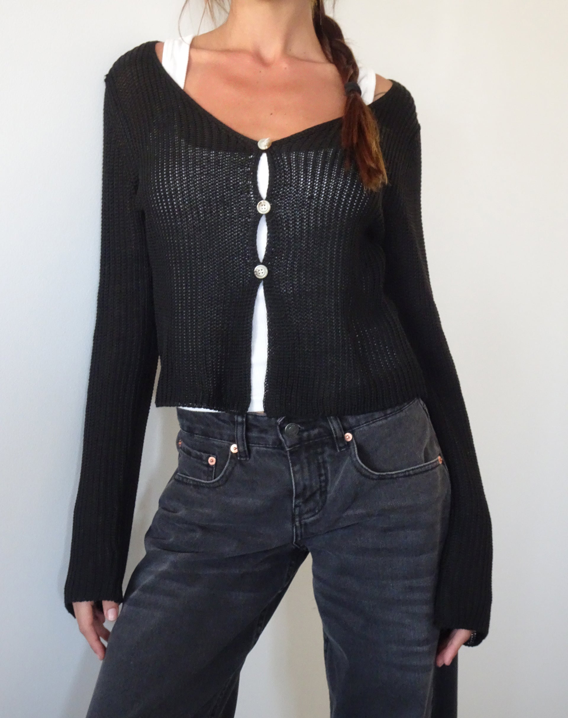 Image of Devita Langärmeliges Strick-Top in Schwarz