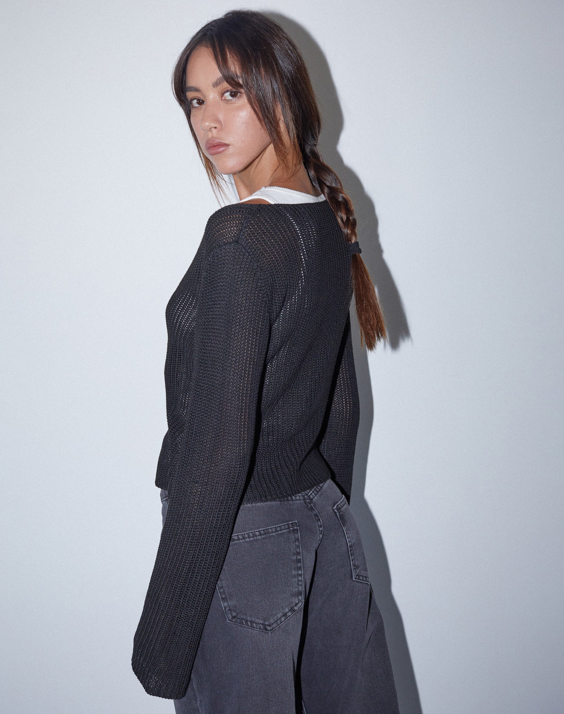 Image of Devita Langärmeliges Strick-Top in Schwarz