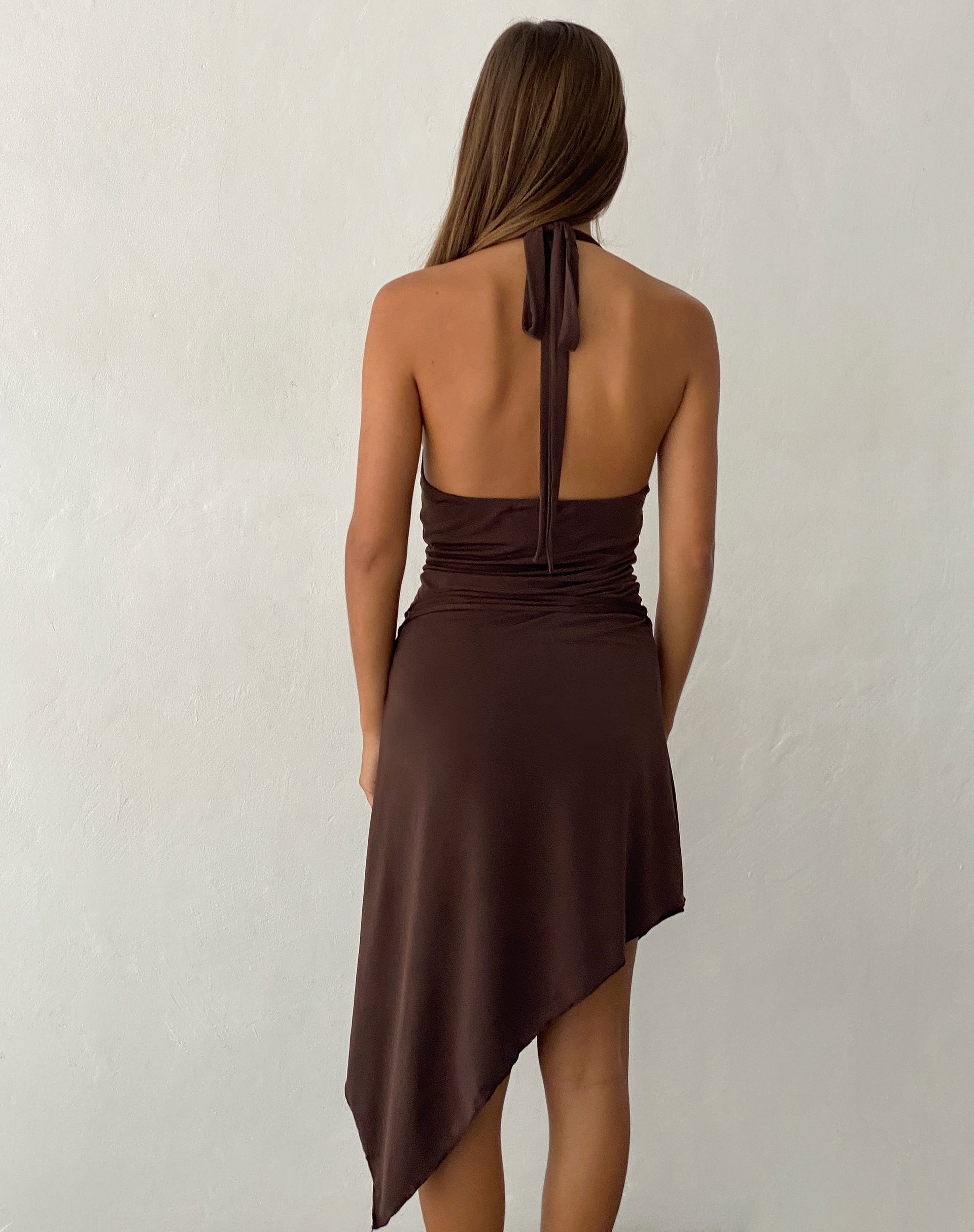 Bilder von Ruebelle Asymmetrisches Midikleid mit Rundhalsausschnitt in Mocca