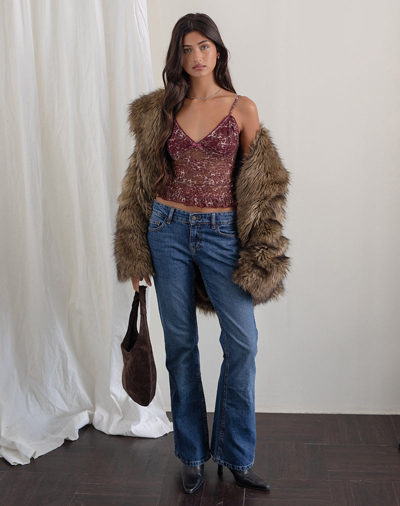 Image of Rumaysa Top aus bedruckter Spitze und abstrakten Leopardenflecken