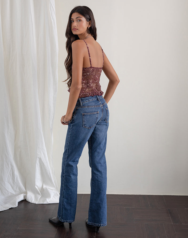 Image of Rumaysa Top aus bedruckter Spitze und abstrakten Leopardenflecken