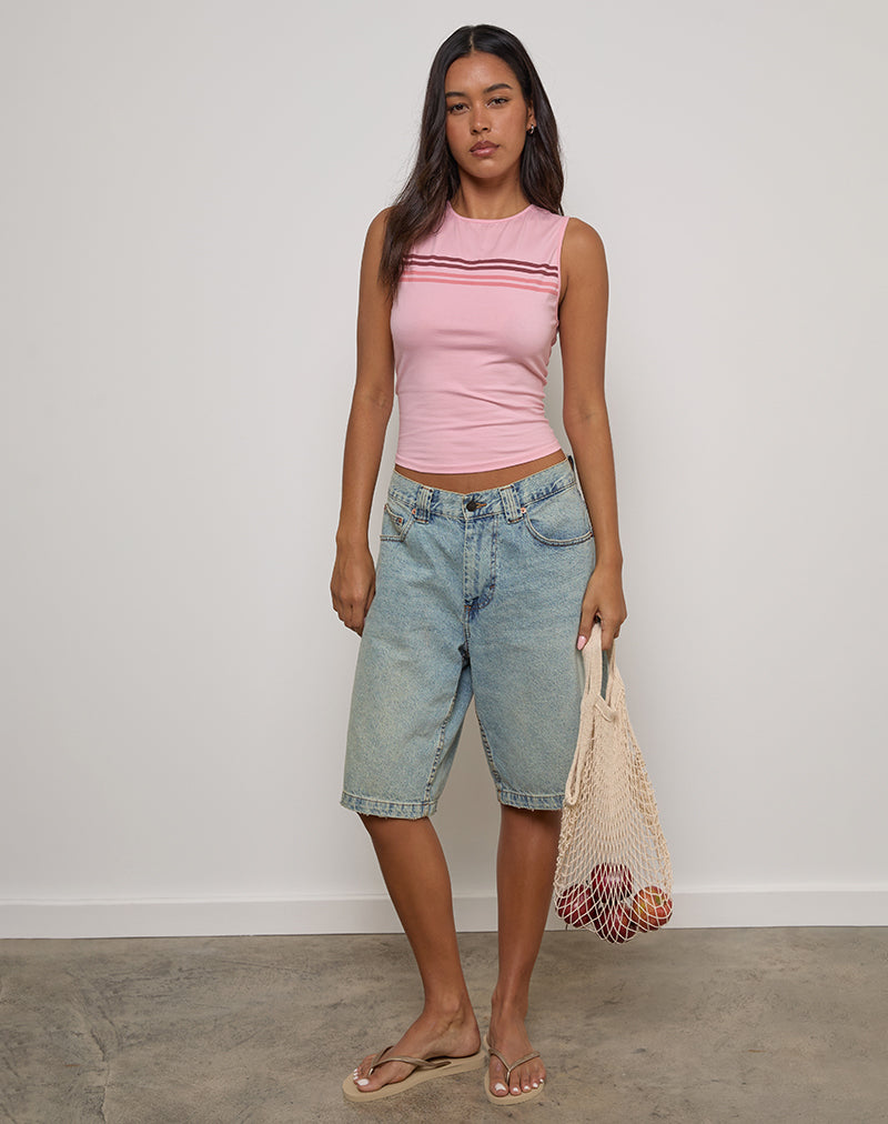 Bild von Runaba Rückenfreies Tank-Top in Ballet Pink Stripe