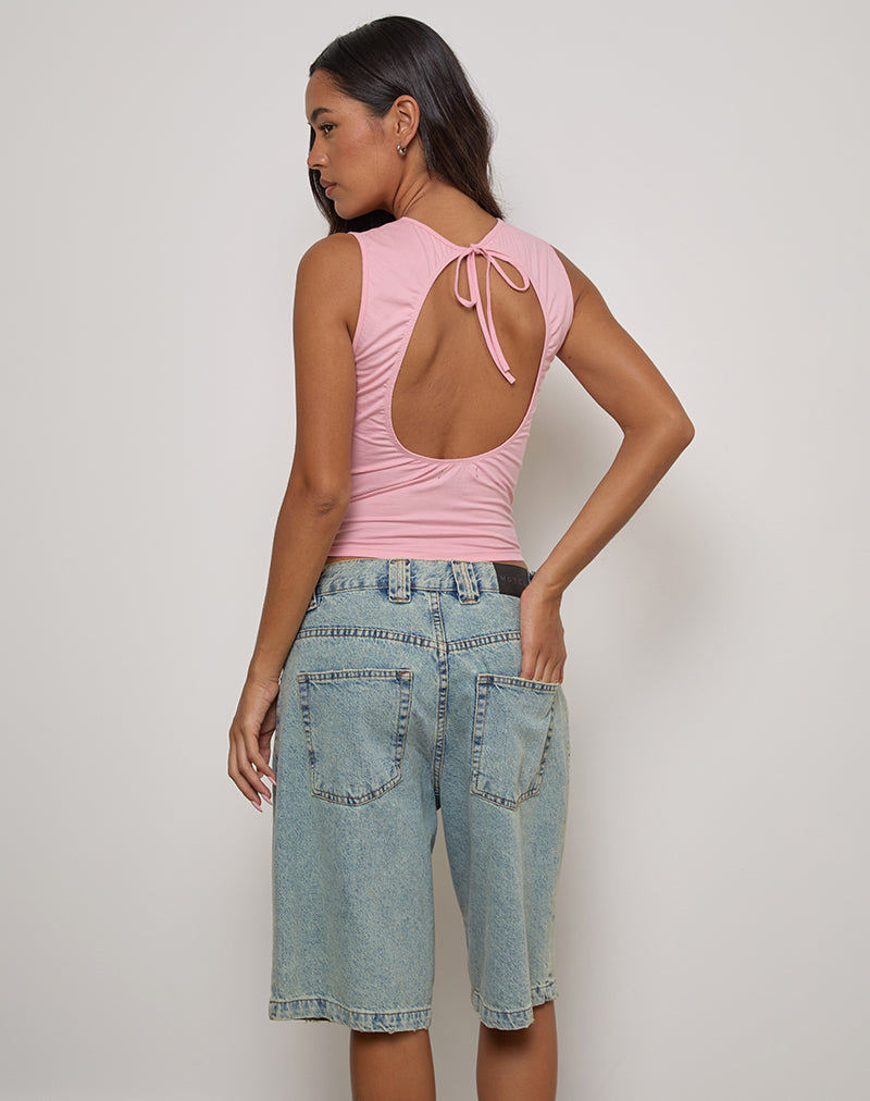 Runaba Rückenfreies Tank-Top in Ballet Pink Stripe