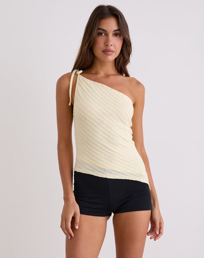 Rusana Top aus transparentem Diagonalstrick Buttercreme