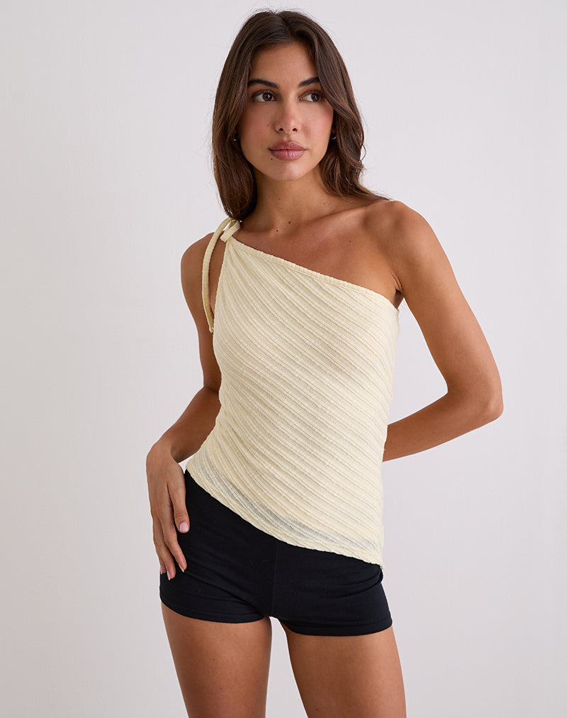 Image of Rusana Top aus transparentem Diagonalstrick Buttercream
