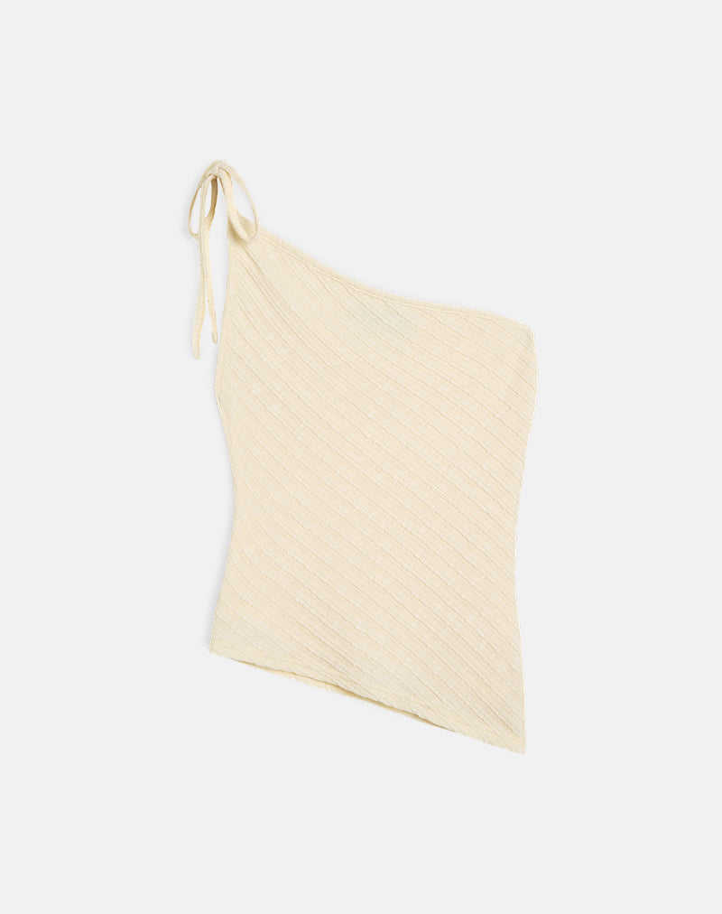Rusana Top aus transparentem Diagonalstrick Buttercreme
