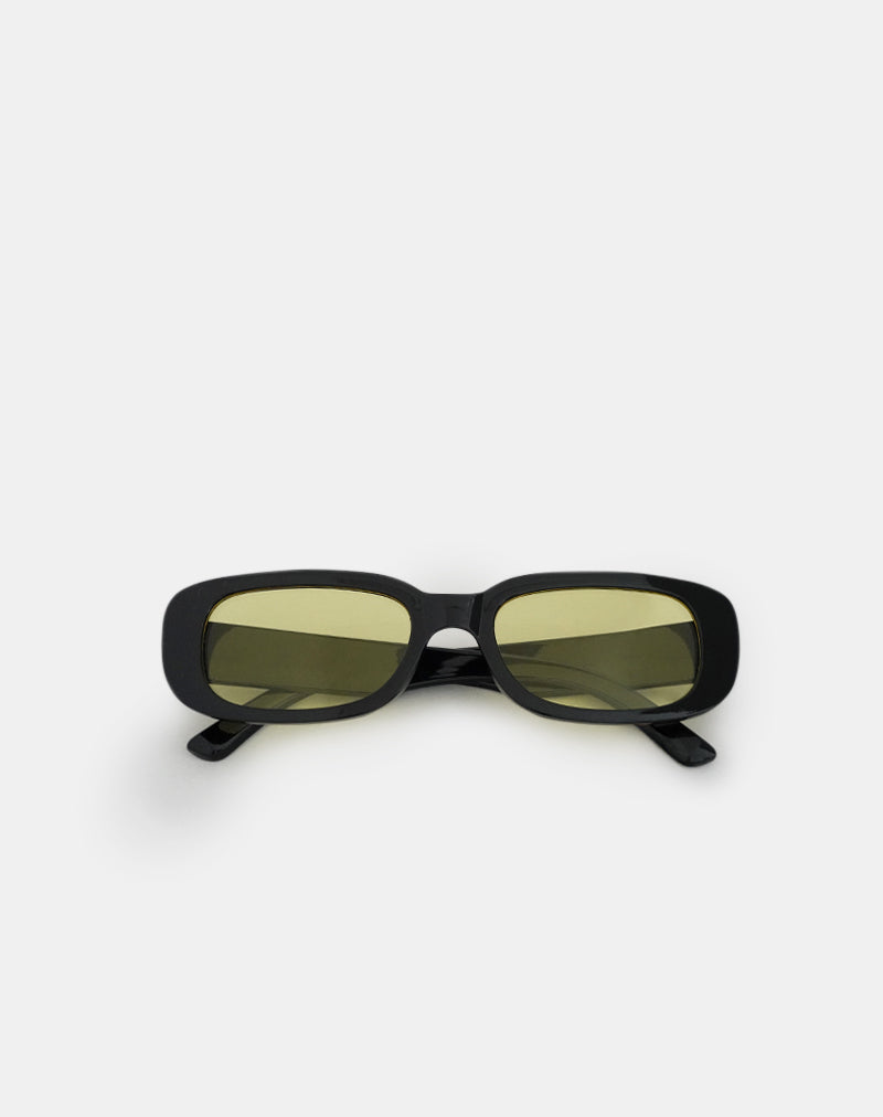 Rustina Sonnenbrille in Schwarz mit gelben Gläsern