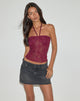 Image of Ruwi Neckholder-Top aus Paillettenstrick Burgundy