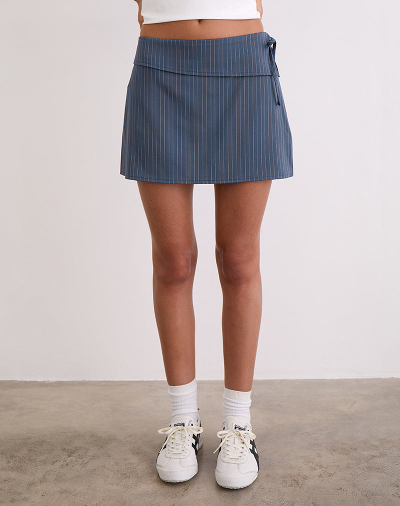Bild von Ryker Skort in Stretch Tailoring Nadelstreifen Navy