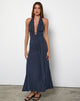 Image of Ryoko Maxikleid aus Cupro Ocean Storm