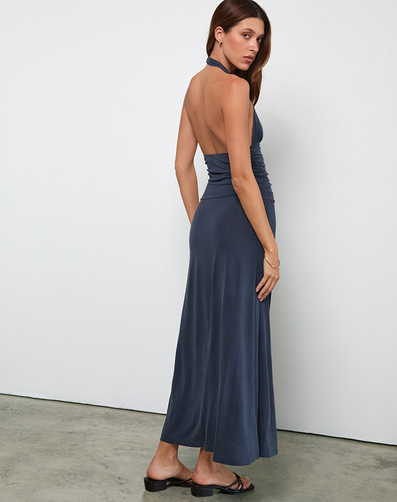 Image of Ryoko Maxikleid aus Cupro Ocean Storm