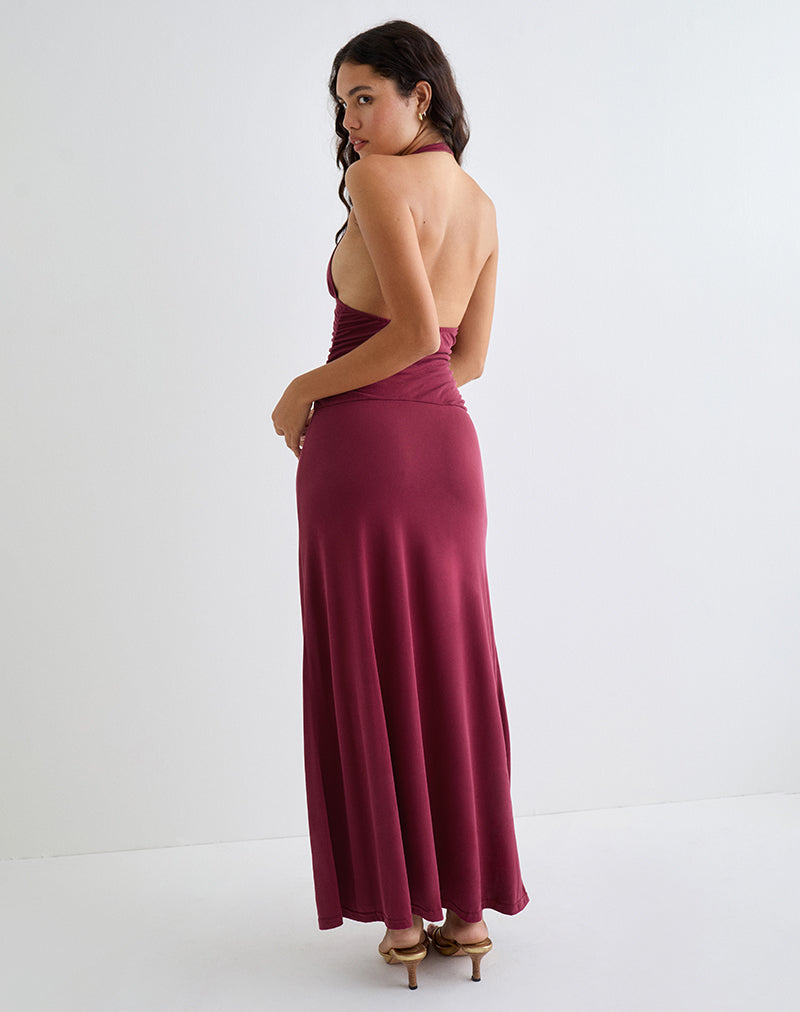 Image of Ryoko Maxikleid aus Cupro Burgundy
