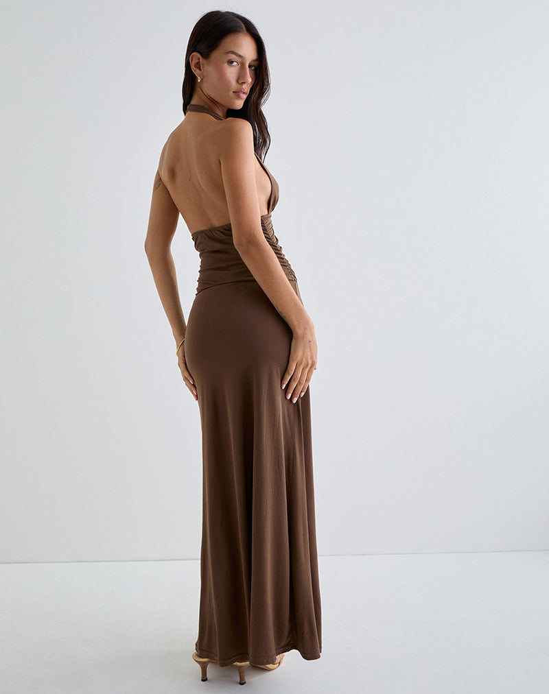 Image of Ryoko Maxikleid aus Cupro Dunkelbraun